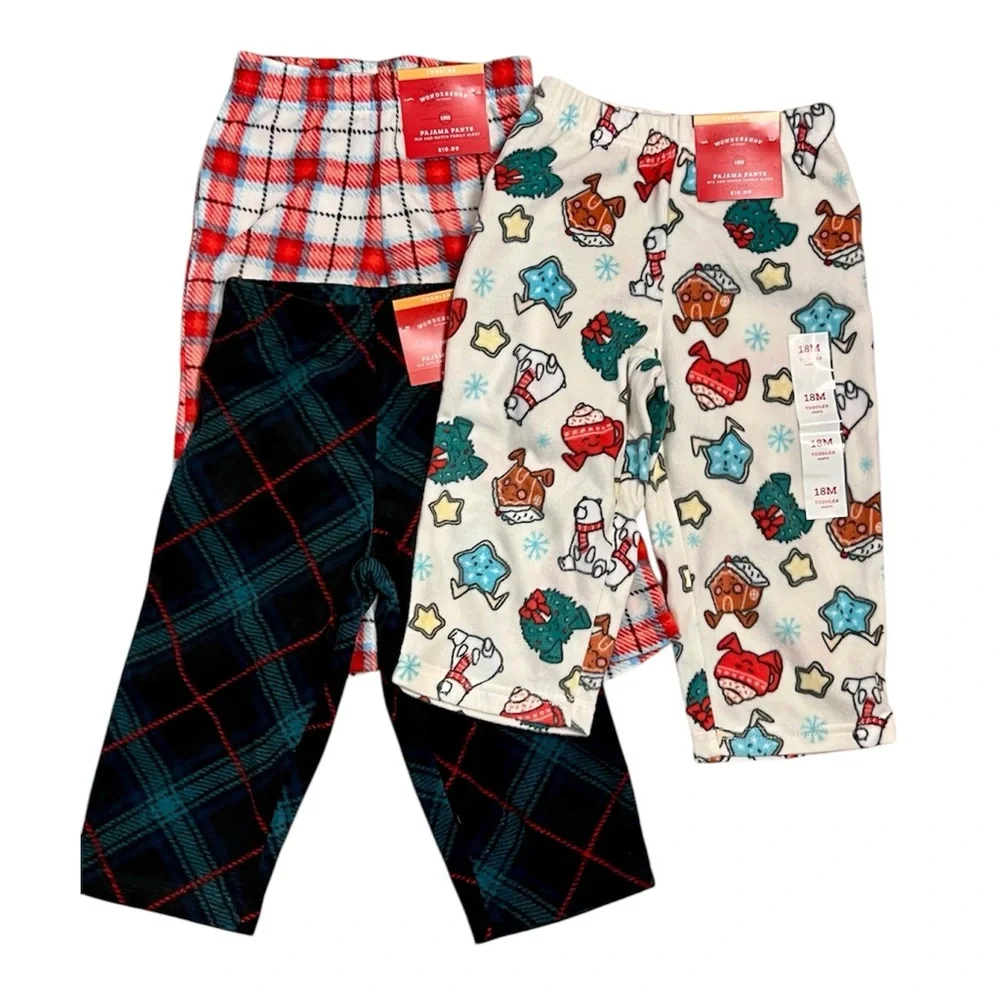 NWT Wondershop Festive Fleece Christmas Kids Pajama Bottoms Jammies 18 month